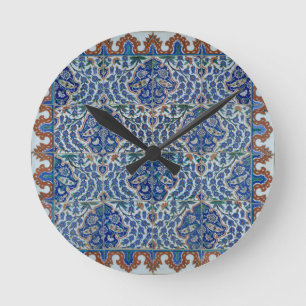 Horloge Ronde Poterie turque tribale ethnique florale de