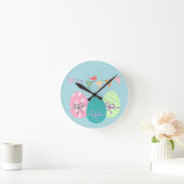 Horloge Ronde Poudre de printemps bleu OEufs de Pâques (Maison)