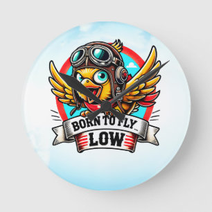 Horloge Ronde Poulet Aviateur