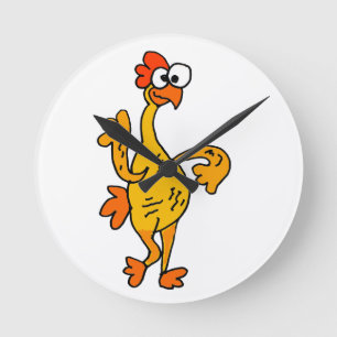 Horloge Ronde Poulet drôle en caoutchouc de danse