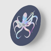 Horloge Ronde poulpe aquarelle (Angle)