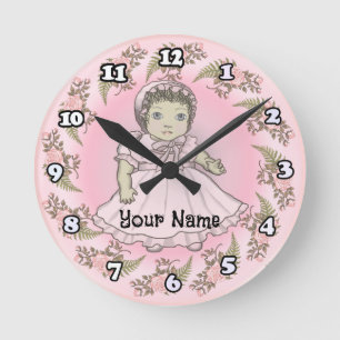Horloge Ronde Poupée Fille Bébé