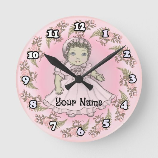 Horloge Ronde Poupée Fille Bébé (Recto)