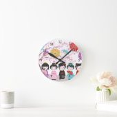 Horloge Ronde Poupées japonaises Kokeshi (Maison)