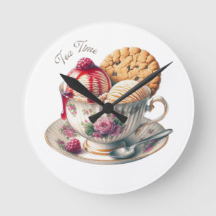 Horloge Ronde Pour les amateurs de Teacup et de crème glacée, dr