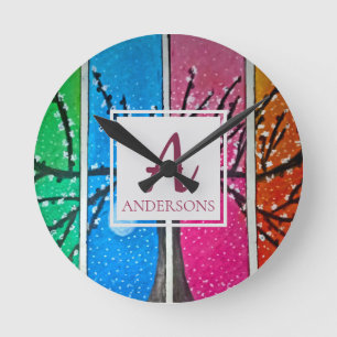Horloge Ronde Pretty Colorful monogram
