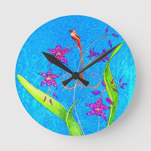 Horloge Ronde Pretty Little Orchid Bird (Recto)