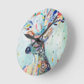 Horloge Ronde Pretty Modern Deer Art Flower Antler (Angle)