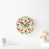 Horloge Ronde Pretty Pink Roses Pastel Pink Pattern (Maison)