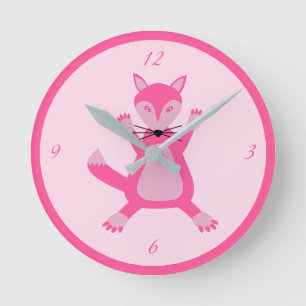Horloge Ronde Pretty Rose Baby Girl Fox Nursery