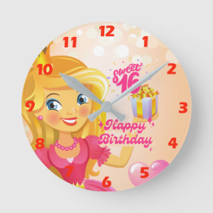 Horloge ronde princesse 16e anniversaire