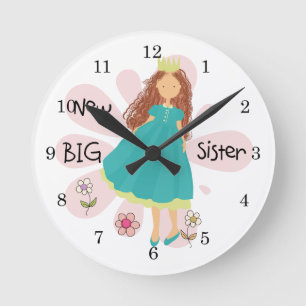 Horloge Ronde Princesse Big Soeur Cheveux Brown