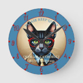 Horloge Ronde Prof de classe chat drôle (Recto)