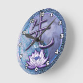 Horloge Ronde Professeur de Lotus d'Eau (Angle)