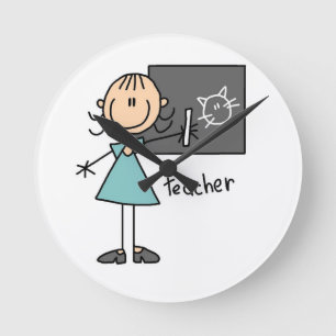 Horloge Ronde Professeur Stick Figure