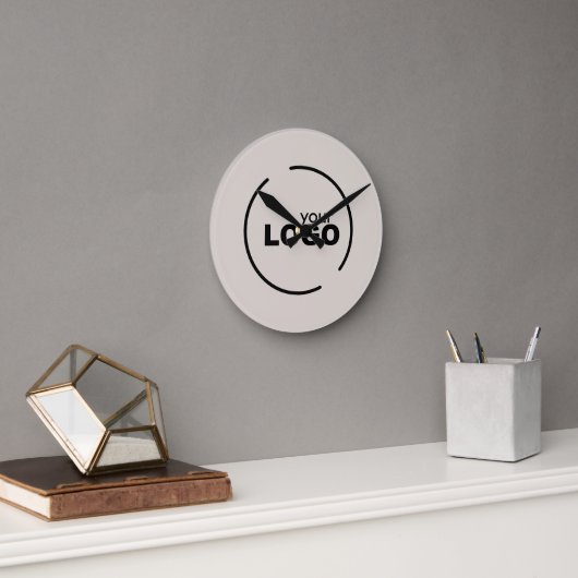 Horloge Ronde Professionnel Moderne Logo d'entreprise Beige (Bureau)
