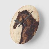 Horloge Ronde Profil de cheval sauvage Brown (Angle)