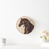 Horloge Ronde Profil de cheval sauvage Brown (Maison)