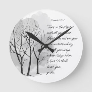 Horloge Ronde Proverbes 3:5-6 Ayez confiance dans le Seigneur