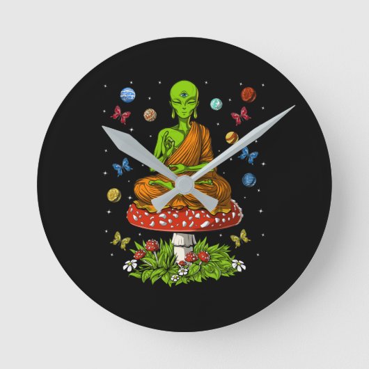 Horloge Ronde Psychedelic Alien Buddha (Recto)