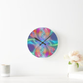 Horloge Ronde Psychédélic Rainbow Swirls Fractal Pattern (Maison)