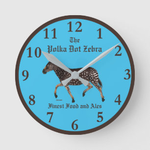 Horloge Ronde Pub anglais Polka Dot Zebra