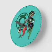 Horloge Ronde Puce et Lanterne verte (Angle)