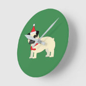 Horloge Ronde Pug de Noël (Angle)
