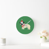 Horloge Ronde Pug de Noël (Maison)