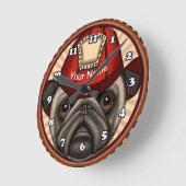 Horloge Ronde Pug pompier (Angle)