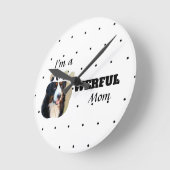 Horloge Ronde Puissante Chat / Chien Maman textos ajouter la pho (Angle)