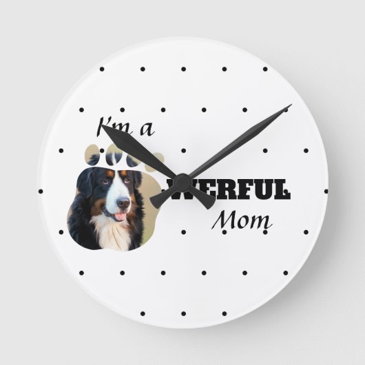 Horloge Ronde Puissante Chat / Chien Maman textos ajouter la pho (Recto)