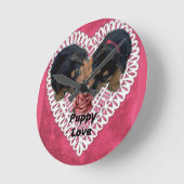 Horloge Ronde Puppy Love Valentines (Angle)
