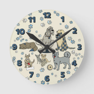 Horloge Ronde Pups Parfaitement Plaid