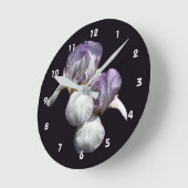 Horloge Ronde Purple And White Bearded Iris Flowers (Angle)