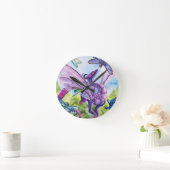 Horloge Ronde Purple Dragon Dragonfly spring artwork (Maison)