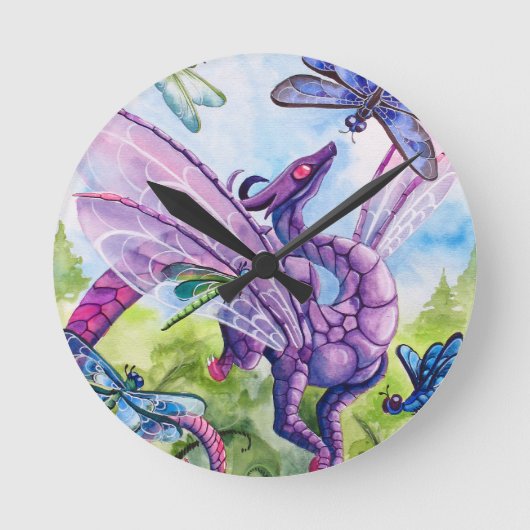 Horloge Ronde Purple Dragon Dragonfly spring artwork (Recto)