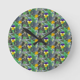 Horloge Ronde Purple et Yellow Pany