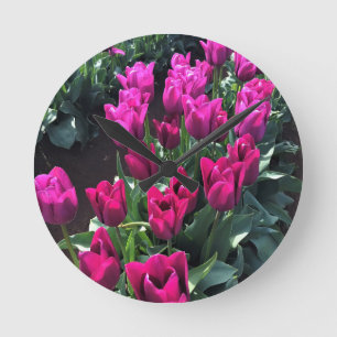 Horloge Ronde Purple Flag Tulips