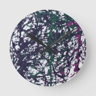 Horloge Ronde Purple, Green, Pink, Marble artwork