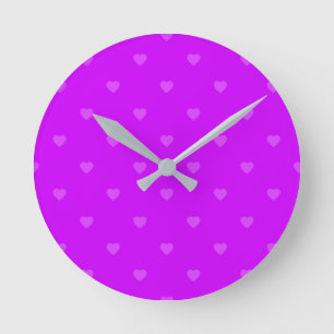 Horloge Ronde Purple hearts pattern