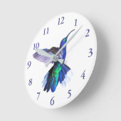 Horloge Ronde Purple Hummingbird dans une pose de beautiful (Angle)
