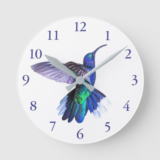 Horloge Ronde Purple Hummingbird dans une pose de beautiful (Recto)