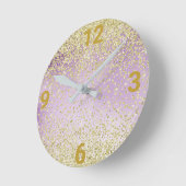 Horloge Ronde Purple Lilac Gold Crystal (Angle)