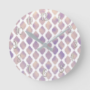 Horloge Ronde Purple Moroccan Chic Pretty Glam Pattern