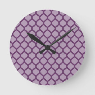 Horloge Ronde Purple Moroccan Pattern