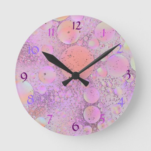 Horloge Ronde Purple & Pink Modern Bubble Wall Clock (Recto)