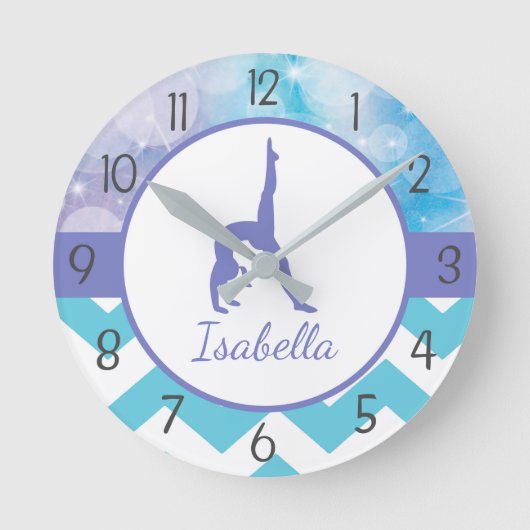 Horloge Ronde Purple Teal Gymnastics Wall Clock (Recto)
