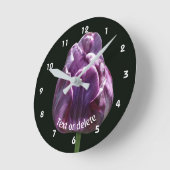 Horloge Ronde Purple Tulip Flower Personalized (Angle)