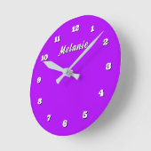 Horloge Ronde Purple Wall Clock Personalized Custom Name (Angle)